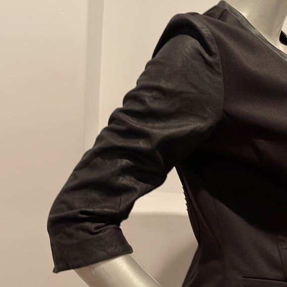 Lamarque Cindy Cropped Cut Out Leather Combo Jacket Black Size 8 BNWOT - Picture 9 of 14